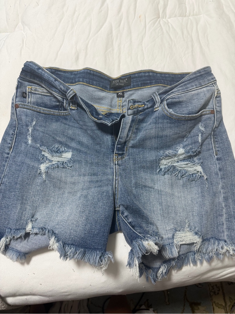 Judy Blue Distressed Light Blue Denim Cutoff Shorts